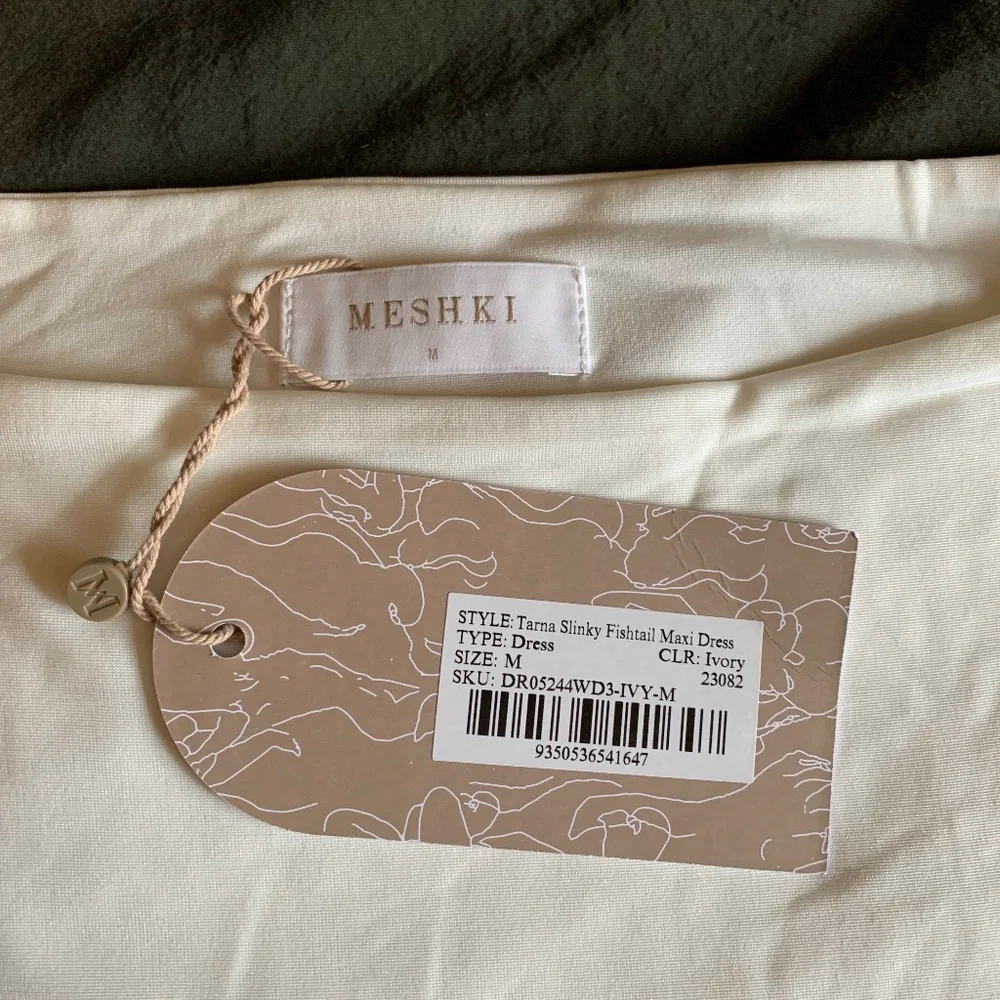 Meshki Tarna Slinky Fishtail Maxi Dress - Ivory - Size Medium - Picture 5 of 7
